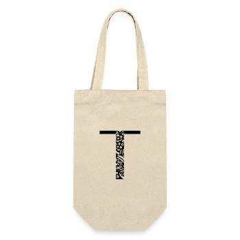 Buchstabe T - Geschenkbeutel für Flaschen - Natur - Vorne