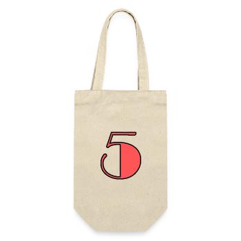 5 JAHRE. 5-JÄHRIGES JUBILÄUM. GEBURTSTAG 5 JAHRE. 5 - Geschenkbeutel für Flaschen - Natur - Vorne