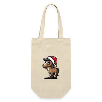 Pferd Weihnachten - Geschenkbeutel für Flaschen - Natur - Vorne