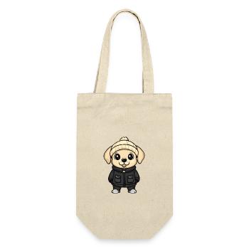 Labrador Hund Winter - Geschenkbeutel für Flaschen - Natur - Vorne