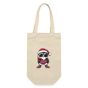 Eule Weihnachten X-Mas - Geschenkbeutel für Flaschen - Natur - Vorne