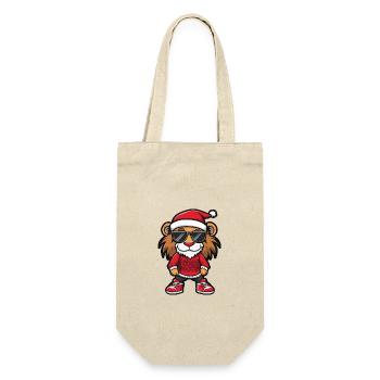 Löwe Weihnachten Ugly Christmas - Geschenkbeutel für Flaschen - Natur - Vorne