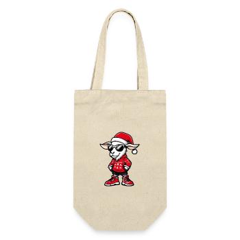 Ziege Weihnachten Ugly Christmas - Geschenkbeutel für Flaschen - Natur - Vorne