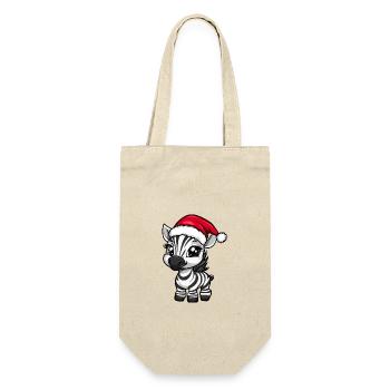 Zebra Weihnachten Christmas - Geschenkbeutel für Flaschen - Natur - Vorne