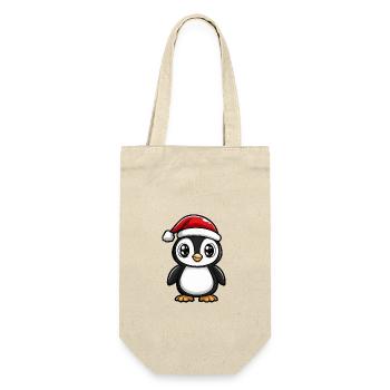 Pinguin Weihnachten Christmas - Geschenkbeutel für Flaschen - Natur - Vorne