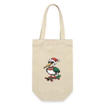 Pelikan Vogel Weihnachten Lustig - Geschenkbeutel für Flaschen - Natur - Vorne