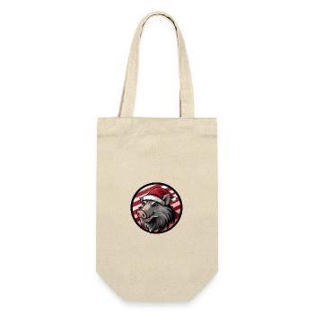 Pig Christmas X-Mas Wild Boar - Gift Bag for Bottles - nature - Front