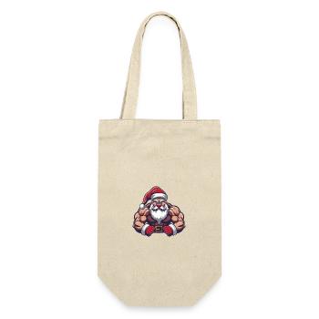 Weihnachtsmann Muskeln Fitness - Geschenkbeutel für Flaschen - Natur - Vorne