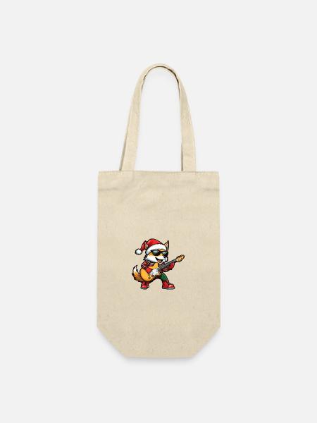 Fuchs Weihnachten Rocker Gitarre - Geschenkbeutel für Flaschen - Natur