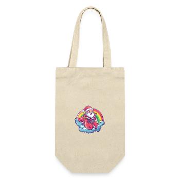 Drache Weihnachtsmann Regenbogen - Geschenkbeutel für Flaschen - Natur - Vorne