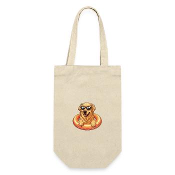 Golden Retriever Hund Comic Cool - Geschenkbeutel für Flaschen - Natur - Vorne