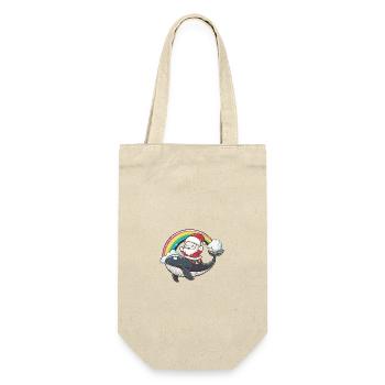 Wal Weihnachtsmann Regenbogen - Geschenkbeutel für Flaschen - Natur - Vorne