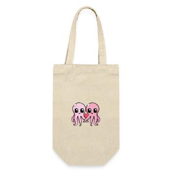 Oktopus Paar Valentinstag - Geschenkbeutel für Flaschen - Natur - Vorne