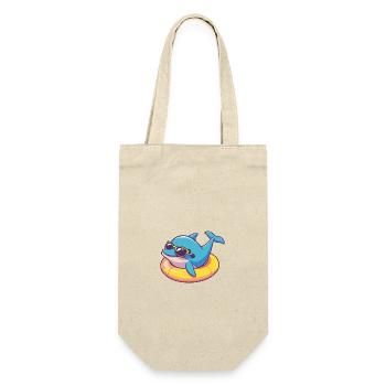 Delfin Comic Cool - Geschenkbeutel für Flaschen - Natur - Vorne