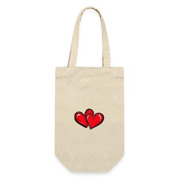 Herzen Liebe Symbol - Geschenkbeutel für Flaschen - Natur - Vorne