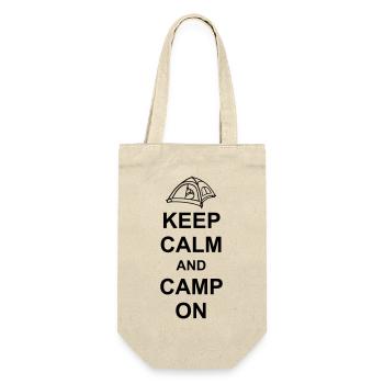 Camping Zelt Keep Calm - Geschenkbeutel für Flaschen - Natur - Vorne