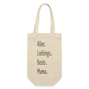 Aller Lieblings Beste Mama, Mutter, Geburtstag - Geschenkbeutel für Flaschen - Natur - Vorne