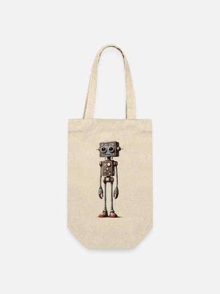 Roboterfrau - Geschenkbeutel für Flaschen - Natur