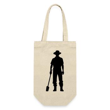 Farmer mit Spaten Silhouette - Geschenkbeutel für Flaschen - Natur - Vorne