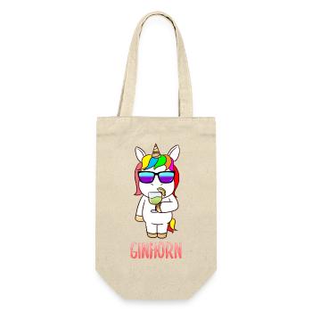 Ginhorn Gin Einhorn Drink Karneval Outfit - Geschenkbeutel für Flaschen - Natur - Vorne