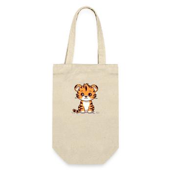 Lustiger Tiger für Kinder für Kinder - Geschenkbeutel für Flaschen - Natur - Vorne