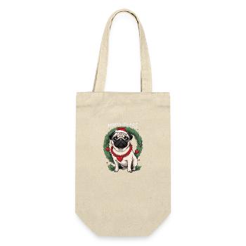 Merry Pugging Christmas Dog Santa Pug Xmas Merry - Gift Bag for Bottles - nature - Front