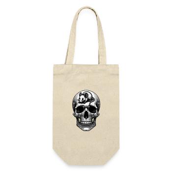 Skull mit Maus auf dem Kopf - Geschenkbeutel für Flaschen - Natur - Vorne