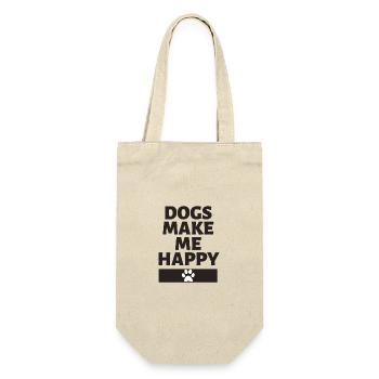 Dogs make me happy - Geschenkbeutel für Flaschen - Natur - Vorne