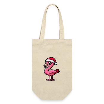 Flamingo Weihnachten Niedlich - Geschenkbeutel für Flaschen - Natur - Vorne