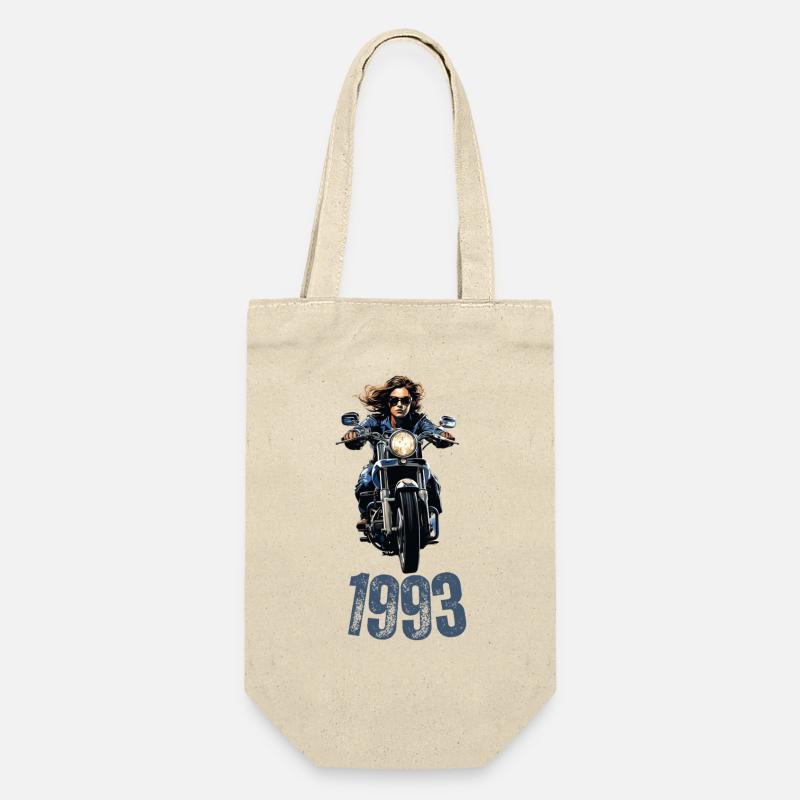 1993, Motorrad, Frau - Geschenkbeutel für Flaschen - Natur
