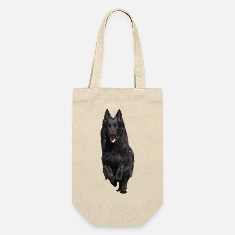 schwarzer Schäferhund Front - Geschenkbeutel für Flaschen - Natur
