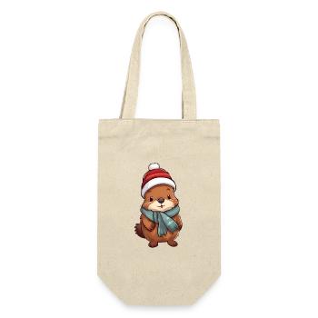 Cute otter in festive winter look! - Gift Bag for Bottles - nature - Front