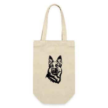 Schäferhund Hund Hundekopf - Geschenkbeutel für Flaschen - Natur - Vorne
