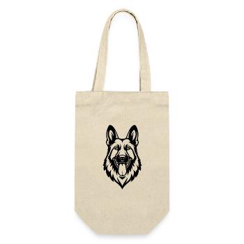 Schäferhund Hund Hundekopf - Geschenkbeutel für Flaschen - Natur - Vorne