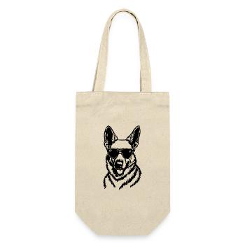 Schäferhund Hund Hundekopf - Geschenkbeutel für Flaschen - Natur - Vorne