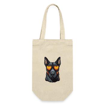 Doberman Hund Hipster Cool Party - Geschenkbeutel für Flaschen - Natur - Vorne