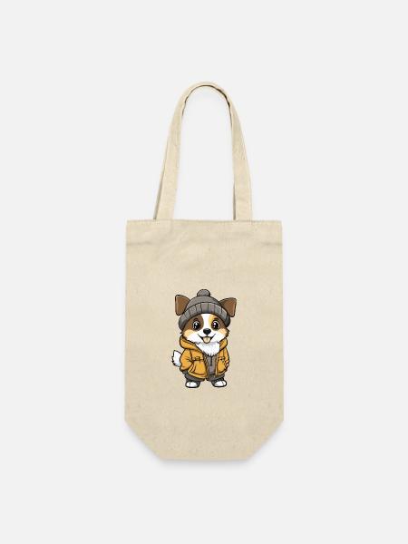Australian Shepherd Hund Winter - Geschenkbeutel für Flaschen - Natur