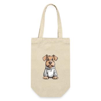 Airedale Terrier Hund Lustig - Geschenkbeutel für Flaschen - Natur - Vorne