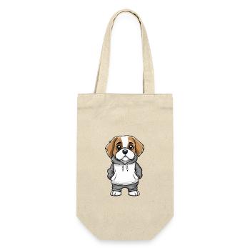 Saint Bernard Hund Lustig - Geschenkbeutel für Flaschen - Natur - Vorne