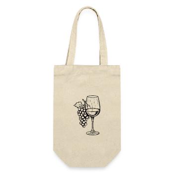 Wine Glass Grapes Wine - Gift Bag for Bottles - nature - Front