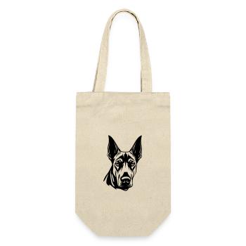 Doberman Hund Kopf - Geschenkbeutel für Flaschen - Natur - Vorne