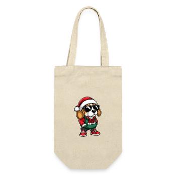 Beagle Hund Weihnachten X-Mas - Geschenkbeutel für Flaschen - Natur - Vorne