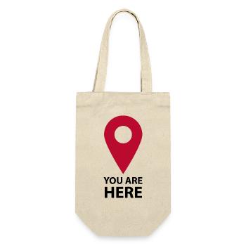 Navigation pin with the font: you are here - Gift Bag for Bottles - nature - Front