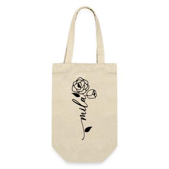 Mila Name Vorname Namensblume - Geschenkbeutel für Flaschen - Natur - Vorne