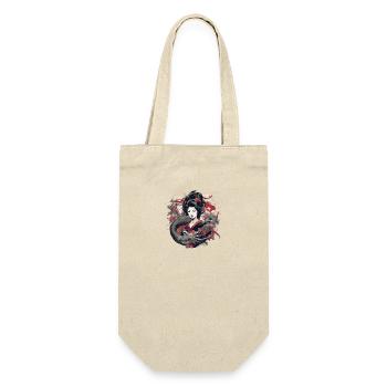 Japan Tradition Japanisch Kultur Frau - Geschenkbeutel für Flaschen - Natur - Vorne