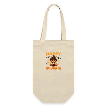 Pumpkin Fuchs Kürbis Halloween - Geschenkbeutel für Flaschen - Natur - Vorne