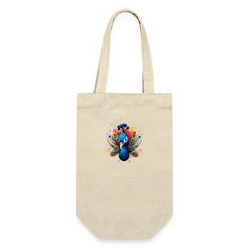 Bunter Pfau für Ornithologe Tierliebhaber - Geschenkbeutel für Flaschen - Natur - Vorne