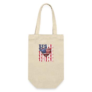 American USA Flagge Herz für Patrioten - Geschenkbeutel für Flaschen - Natur - Vorne