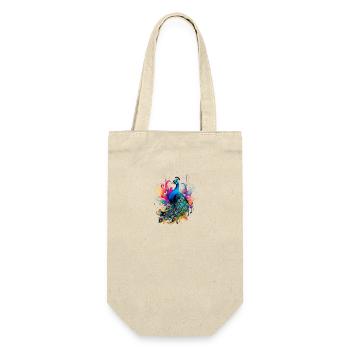 Bunter Pfau für Ornithologe Tierliebhaber - Geschenkbeutel für Flaschen - Natur - Vorne