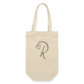 Buchstabe R Buchstabe-R Kalligrafie - Geschenkbeutel für Flaschen - Natur - Vorne